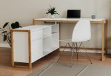 Schreibtisch Malta in Wei� mit Artisan Eiche, Set mit Schrankelement 139 x 139 cm