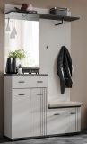 Garderobe Set Vektor in Kaschmir und schwarz, Kompaktgarderobe 4-teilig mit Streifenmuster 120 x 203 cm