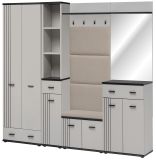 Garderobe Set Vektor in Kaschmir mit Schwarz, 6-teilige Flurgarderobe 210 x 203 cm