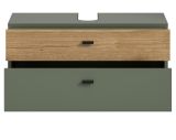 Waschbeckenunterschrank Matteo in Gr�n und Evoke Eiche 75 cm