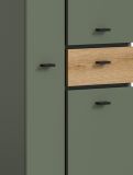 Badezimmer Hochschrank Matteo in Gr�n mit Evoke Eiche 51 x 191 cm