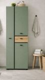 Badezimmer Hochschrank Matteo in Gr�n mit Evoke Eiche 51 x 191 cm