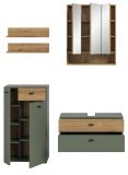 Badm�bel Set Matteo in Gr�n mit Evoke Eiche, Badkombination 5-teilig 141 x 191 cm
