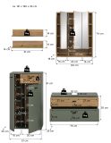 Badm�bel Set Matteo in Gr�n mit Evoke Eiche, Badkombination 5-teilig 141 x 191 cm