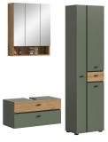Badm�bel Set Matteo in Gr�n mit Evoke Eiche, Badkombination 3-teilig 141 x 191 cm