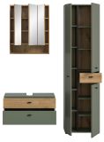 Badm�bel Set Matteo in Gr�n mit Evoke Eiche, Badkombination 3-teilig 141 x 191 cm