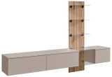 Wohnwand Clay in Grau Lehm und Evoke Eiche Schrankwand h�ngend mit LED 220 cm, Push-to-Open