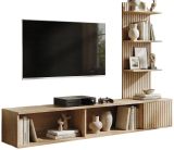 TV-Lowboard Set Sense in Cremona Eiche Leistenoptik 180 cm inkl. Paneel mit Regal