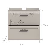 Waschbeckenunterschrank Cover in Kaschmir / Sand, Badschrank 60 cm mit Vollauszug