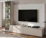 Wohnwand Charm in Kaschmir und Marmor wei� 240 cm, inklusive Beleuchtung und Push-To-Open