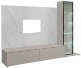 Wohnwand Charm in Kaschmir und Marmor wei� 240 cm, inklusive Beleuchtung und Push-To-Open