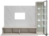 Wohnwand Charm in Kaschmir und Marmor wei� 240 cm, inklusive Beleuchtung und Push-To-Open