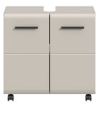 Waschbeckenunterschrank Cover in Kaschmir / Sand Badschrank auf Rollen 60 cm