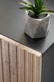 TV-Lowboard Set Starlet in Eiche und Marmor schwarz 160 cm, Set inkl. Wandpaneel, Push-To-Open