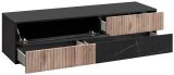 Wohnwand Starlet in schwarz, Vicking Eiche und Marmor schwarz Schrankwand 300 cm inkl. LED, Push-To-Open