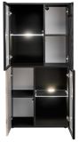 Wohnwand Starlet in schwarz, Vicking Eiche und Marmor schwarz Schrankwand 300 cm inkl. LED, Push-To-Open