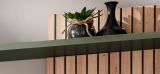 Wohnwand Madina mattes Gr�n und Eiche Leistenoptik, Schrankwand h�ngend 180 cm mit Push-to-Open
