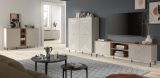 Highboard Bente in Kaschmir und Evoke Eiche, 4-t�rige Kommode 124 x 135 cm