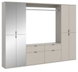 Garderobe Set Line-Up in Kaschmir, Garderoben- und Schuhschrank mit Spiegel 243 x 193 cm