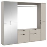 Garderobe Set Line-Up in Kaschmir, Garderobenschrank mit Spiegel 212 x 193 cm