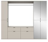 Garderobe Set Line-Up in Kaschmir, Garderobenschrank mit Spiegel 212 x 193 cm