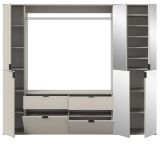 Garderobe Set Line-Up in Kaschmir, Garderobenschrank mit Spiegel 212 x 193 cm