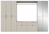 Garderobe Set Line-Up in Kaschmir, Garderobenschrank mit Spiegel 273 x 193 cm