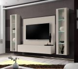 Wohnwand Option in Kaschmir Schrankwand 4-teilig h�ngend mit LED, 260 x 170 cm