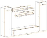 Wohnwand Option in Kaschmir Schrankwand 5-teilig h�ngend mit Push-To-Open, 260 x 170 cm
