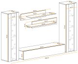 Wohnwand Option in Kaschmir Schrankwand 5-teilig h�ngend mit LED und Push-To-Open, 260 x 170 cm