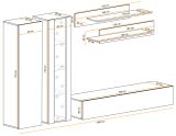 Wohnwand Option in Kaschmir Schrankwand 5-teilig h�ngend inkl. LED und Push-To-Open, 260 cm