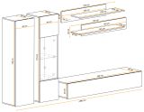 Wohnwand Option in Kaschmir Schrankwand 5-teilig h�ngend inkl. LED und Push-To-Open, 260 x 170 cm