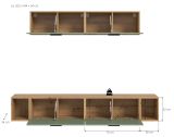 Wohnwand Onawa in Gr�n und Artisan Eiche Wohnkombination 202 x 184 cm, Soft-Close