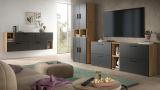 TV-Lowboard Onawa in Grau und Artisan Eiche TV-Unterteil h�ngend / stehend 176 cm, Soft-Close