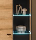 Vitrine Assina in Evoke Eiche und grau matt Vitrinenschrank 90 x 201 cm, Soft-Close
