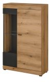 Vitrine Assina in Evoke Eiche und Grau matt, Vitrinenschrank 90 x 141 cm mit Soft-Close