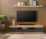TV-Lowboard Assina in Evoke Eiche und Graphit Grau, Flat-TV Unterschrank 200 cm mit Soft-Close