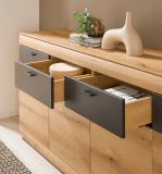 Sideboard Assina in Evoke Eiche und Graphit Grau, gro�e Kommode 200 cm mit Soft-Close
