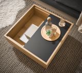 Couchtisch Assina in Evoke Eiche und Graphit Grau, Wohnzimmertisch mit Stauraum, 75 x 75 cm