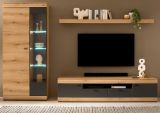 Wohnwand Assina in Evoke Eiche und Graphit Grau, Wohnzimmer Set 300 x 201 cm mit Soft-Close