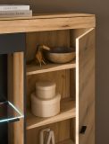 Wohnwand Assina in Evoke Eiche und Graphit Grau 3-teilig 300 cm, Schrankwand mit Soft-Close
