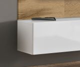 TV-Lowboard Set Public in Wotan Eiche und wei�, Flat-TV Unterschrank h�ngend mit LED und Akustikpaneel, 180 cm