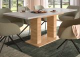 Esstisch Home-X in Kaschmir und Artisan Eiche, S�ulentisch ausziehbar 150 - 190 cm