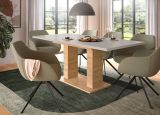 Esstisch Home-X in Kaschmir und Artisan Eiche, S�ulentisch ausziehbar 150 - 190 cm