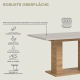 Esstisch Home-X in Kaschmir und Artisan Eiche, S�ulentisch ausziehbar 150 - 190 cm