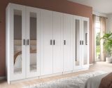 Kleiderschrank Jondal in wei� Dreht�renschrank mit Spiegel 7-t�rig skandinavisch 280 x 194 cm