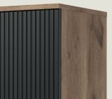 Highboard Graz in schwarz und Nox Eiche Vitrine 115 x 137 cm
