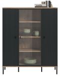 Highboard Graz in schwarz und Nox Eiche Vitrine 115 x 137 cm