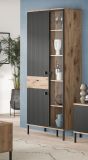 Vitrine Graz in schwarz und Nox Eiche Vitrinenschrank 83 x 198 cm