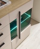 Wohnwand Design-D in Kaschmir und Eiche Wohnkombination Set 4-teilig 340 cm, mit Soft-Close